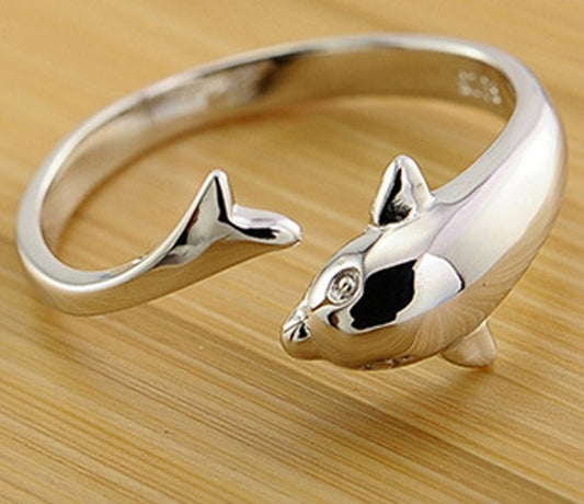 JEXXI New High Quality Jewelry Wholesale Fashion Cute Dolphin Ring Adjustable Wedding 925 Sterling Silver Rings for Women