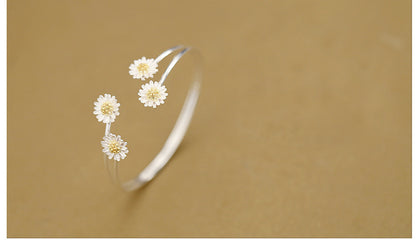 S925 Sterling Silver Bracelet wholesale sweet temperament double Daisy Bracelet Sterling silver jewelry.