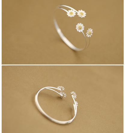 S925 Sterling Silver Bracelet wholesale sweet temperament double Daisy Bracelet Sterling silver jewelry.