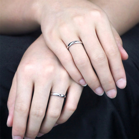 Heart-Cut Silver Couple Rings