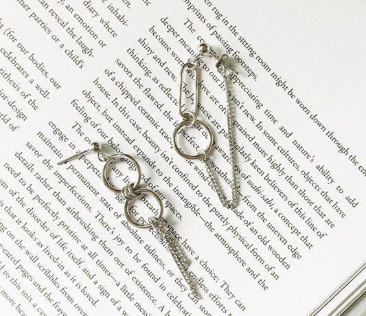 Silver Asymmetry Earrings