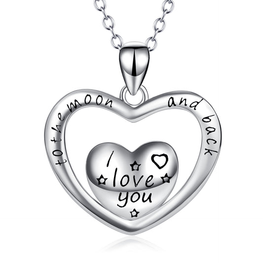 Heart Shape Pendant 925 Silver Necklace