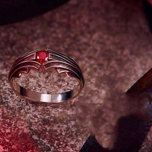 Vintage Red Gemstone Silver Ring